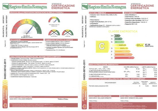 Esempio di Attestato di Certificazione Energetica